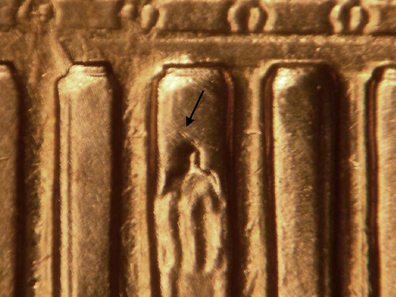 Die-stage B marker on 1972P•1DO•018 (1972 Doubled Die Obverse).