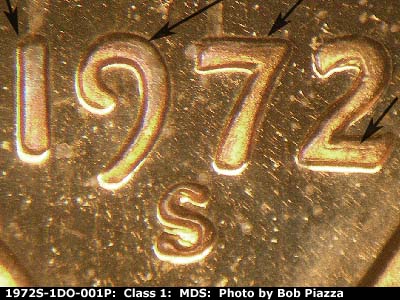 1972 Lincoln cent obverse proof, CopperCoins die 1972S•1DO•001P.