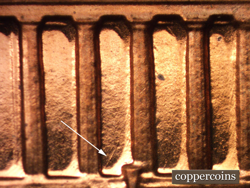 Die-stage A marker on 1972S•1DO•005P (1972 Doubled Die Obverse).