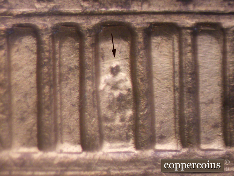 Die-stage C marker on 1972S•1MM•001 (1972 Repunched Mint Mark).