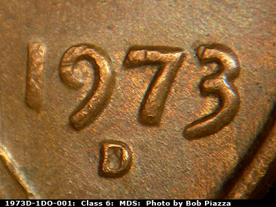 1973 Lincoln cent obverse, CopperCoins die 1973D•1DO•001.