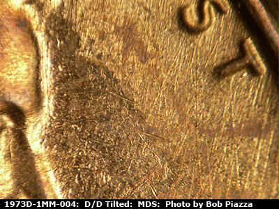 Die-stage B marker on 1973D•1MM•004 (1973 Repunched Mint Mark).