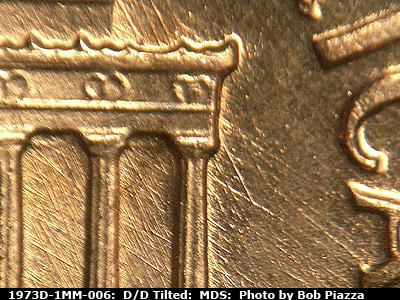 Die-stage B marker on 1973D•1MM•006 (1973 Repunched Mint Mark).