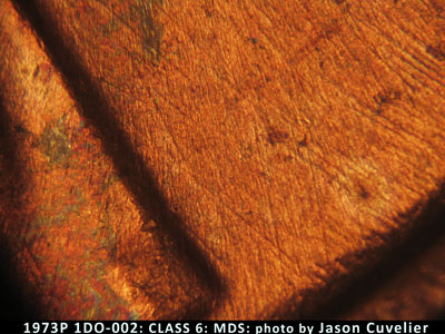 Die-stage B marker on 1973P•1DO•002 (1973 Doubled Die Obverse).
