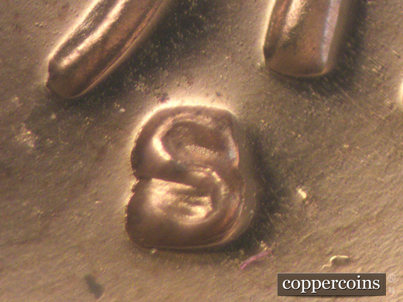 Die-stage A marker on 1973S•1MM•001P (1973 Repunched Mint Mark).