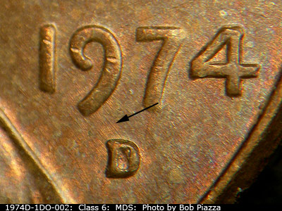 1974 Lincoln cent obverse, CopperCoins die 1974D•1DO•002.