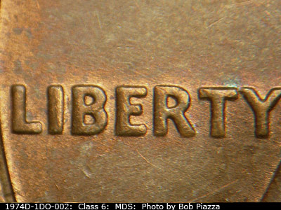 Die-stage B marker on 1974D•1DO•002 (1974 Doubled Die Obverse).