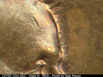 Die-stage B marker on 1974D•1DO•002 (1974 Doubled Die Obverse).