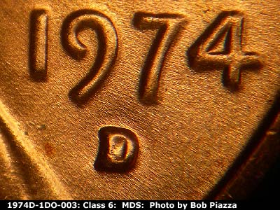 1974 Lincoln cent obverse, CopperCoins die 1974D•1DO•003.