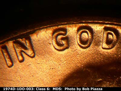 Die-stage B marker on 1974D•1DO•003 (1974 Doubled Die Obverse).