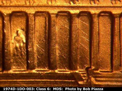 Die-stage B marker on 1974D•1DO•003 (1974 Doubled Die Obverse).