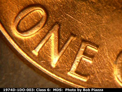 Die-stage B marker on 1974D•1DO•003 (1974 Doubled Die Obverse).