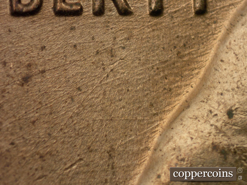 Die-stage B marker on 1974D•1DO•004 (1974 Doubled Die Obverse).