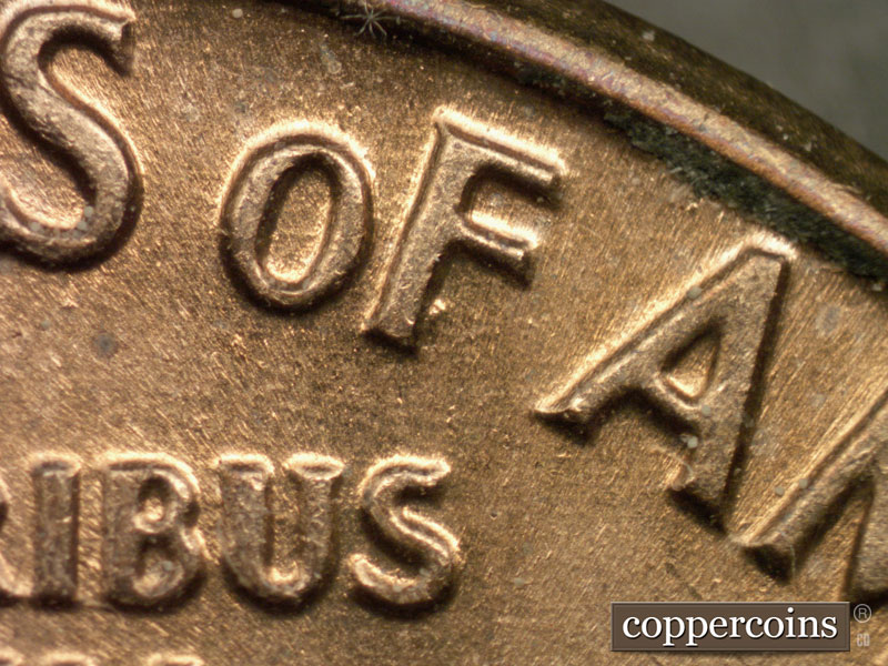 Die-stage B marker on 1974D•1DO•004 (1974 Doubled Die Obverse).