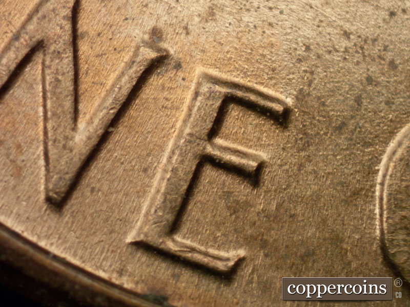 Die-stage B marker on 1974D•1DO•004 (1974 Doubled Die Obverse).
