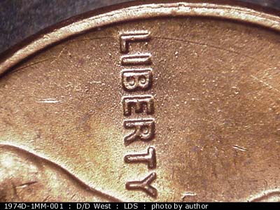 Die-stage C marker on 1974D•1MM•001 (1974 Repunched Mint Mark).