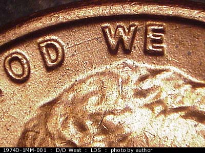 Die-stage C marker on 1974D•1MM•001 (1974 Repunched Mint Mark).