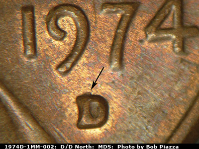 1974 Lincoln cent obverse, CopperCoins die 1974D•1MM•002.