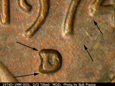 1974 Lincoln cent obverse, CopperCoins die 1974D•1MM•005.