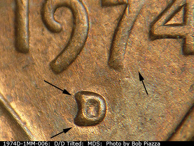 1974 Lincoln cent obverse, CopperCoins die 1974D•1MM•006.