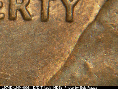 Die-stage B marker on 1974D•1MM•006 (1974 Repunched Mint Mark).