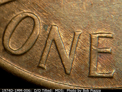Die-stage B marker on 1974D•1MM•006 (1974 Repunched Mint Mark).