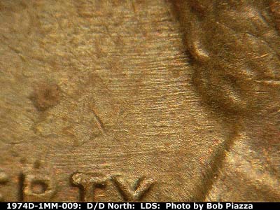 Die-stage C marker on 1974D•1MM•009 (1974 Repunched Mint Mark).