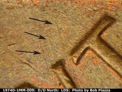 Die-stage C marker on 1974D•1MM•009 (1974 Repunched Mint Mark).