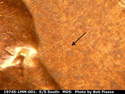Die-stage B marker on 1974S•1MM•001 (1974 Repunched Mint Mark).