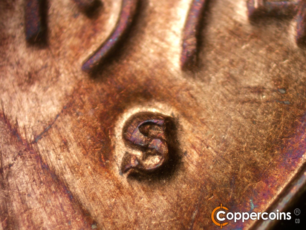Die-stage C marker on 1974S•1MM•002 showing Closeup of repunched mint mark.