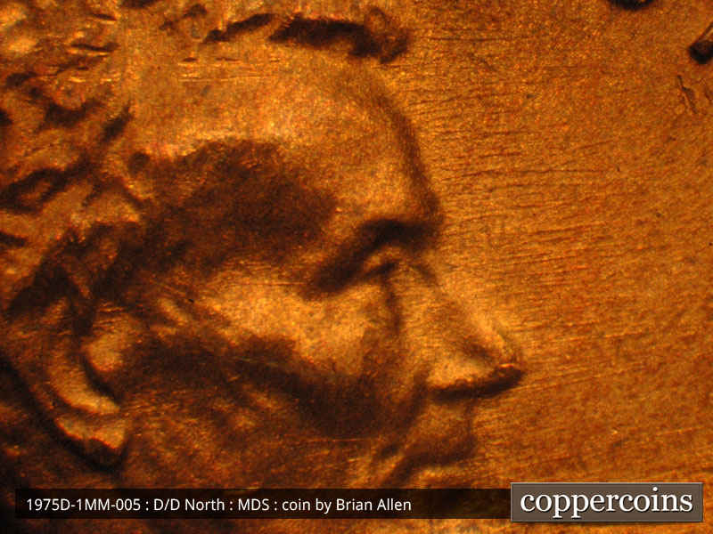 Die-stage B marker on 1975D•1MM•005 (1975 Repunched Mint Mark).