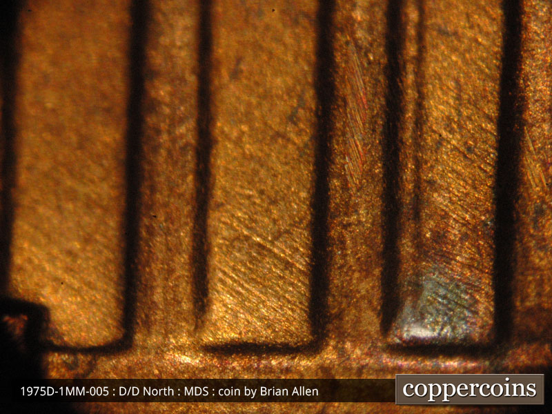 Die-stage B marker on 1975D•1MM•005 (1975 Repunched Mint Mark).