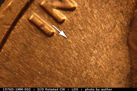 Die-stage C marker on 1976D•1MM•002 (1976 Repunched Mint Mark).