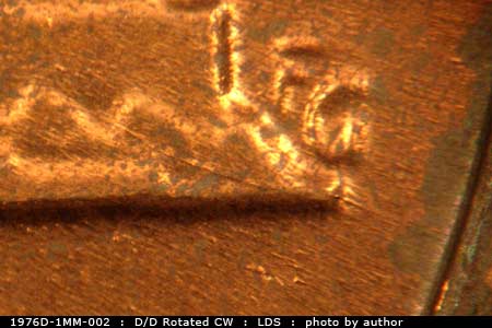 Die-stage C marker on 1976D•1MM•002 (1976 Repunched Mint Mark).