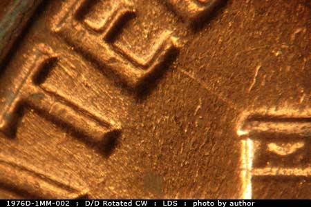 Die-stage C marker on 1976D•1MM•002 (1976 Repunched Mint Mark).