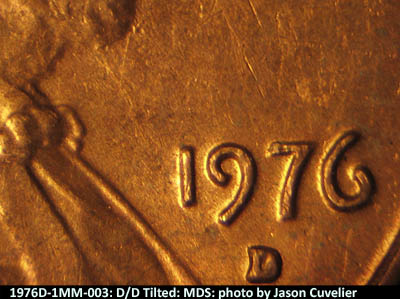 Die-stage B marker on 1976D•1MM•003 (1976 Repunched Mint Mark).