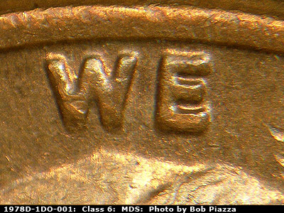Die-stage B marker on 1978D•1DO•001 (1978 Doubled Die Obverse).