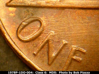 Die-stage B marker on 1978P•1DO•004 (1978 Doubled Die Obverse).