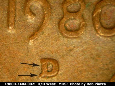 1980 Lincoln cent obverse, CopperCoins die 1980D•1MM•002.