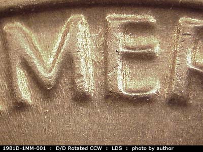 Die-stage C marker on 1981D•1MM•001 (1981 Repunched Mint Mark).