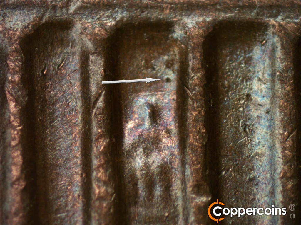 Die-stage B marker on 1981D•1MM•002 showing Die dot in bay 6.
