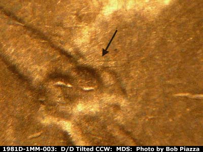 Die-stage B marker on 1981D•1MM•004 (1981 Repunched Mint Mark).