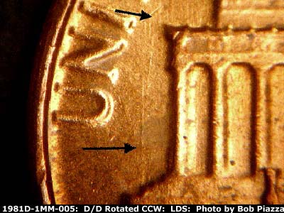 Die-stage C marker on 1981D•1MM•005 (1981 Repunched Mint Mark).