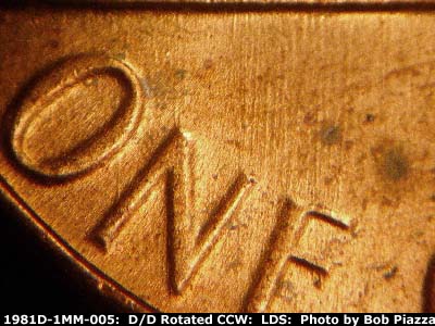 Die-stage C marker on 1981D•1MM•005 (1981 Repunched Mint Mark).