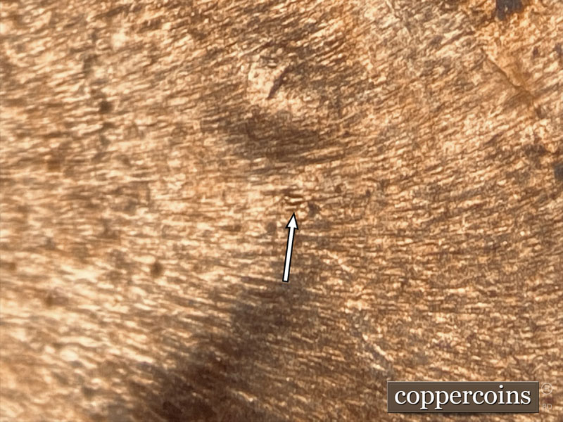Die-stage B marker on 1981D•1MM•007 (1981 Repunched Mint Mark).