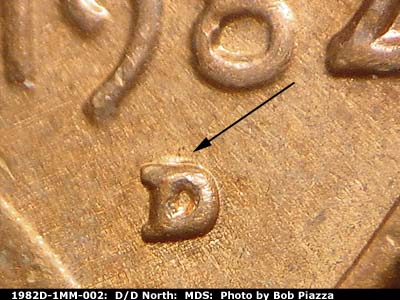 1982 Lincoln cent obverse, CopperCoins die 1982D•1MM•002.