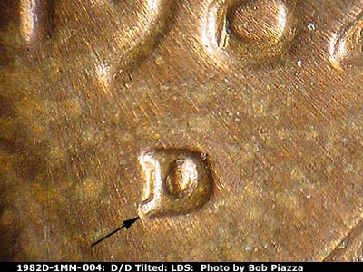 Die-stage C marker on 1982D•1MM•004 (1982 Repunched Mint Mark).