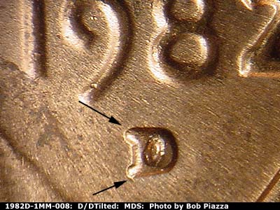 1982 Lincoln cent obverse, CopperCoins die 1982D•1MM•008.
