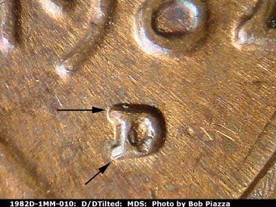 1982 Lincoln cent obverse, CopperCoins die 1982D•1MM•010.