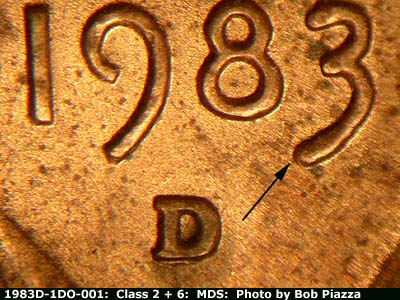 1983 Lincoln cent obverse, CopperCoins die 1983D•1DO•001.